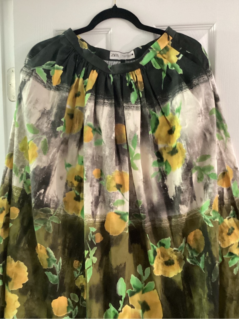 Zara Yellow Floral Dress with Green Leaves
